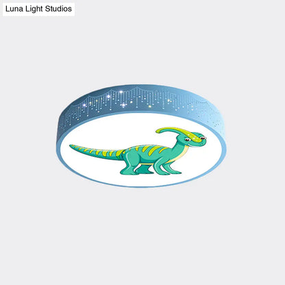 DecorBites™ DecorBites™ Iron LED Flush Mount Ceiling Light with Dinosaur Pattern in Red/Blue/Green