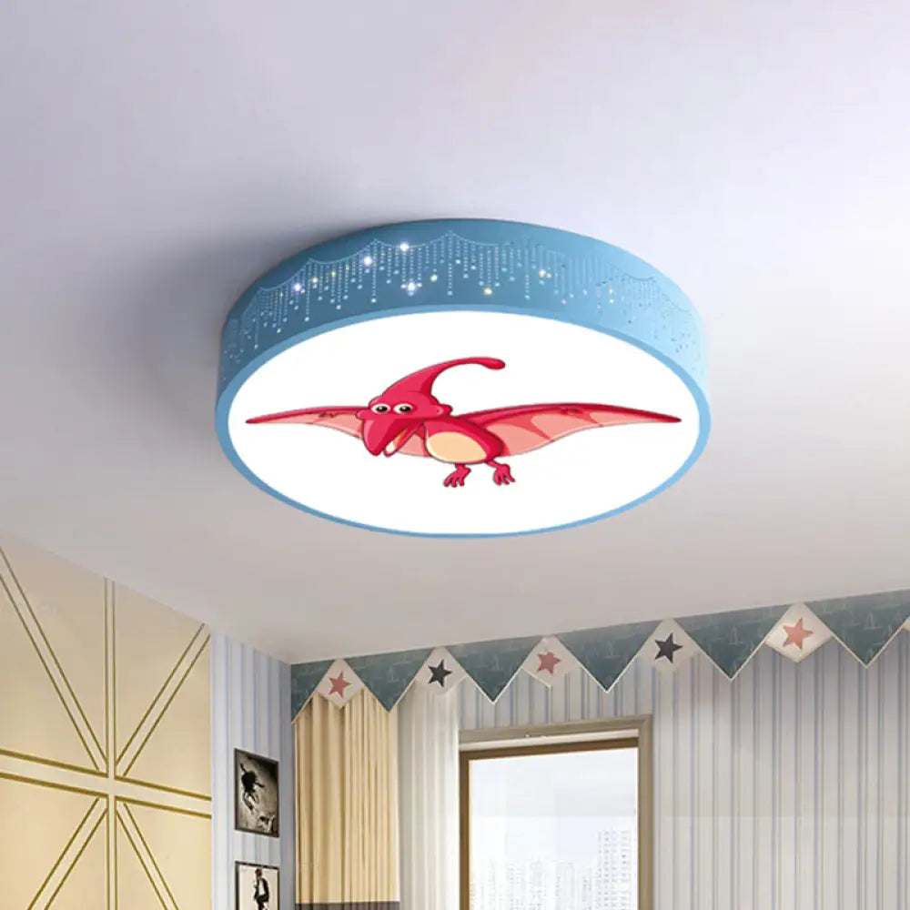 DecorBites™ DecorBites™ Iron LED Flush Mount Ceiling Light with Dinosaur Pattern in Red/Blue/Green