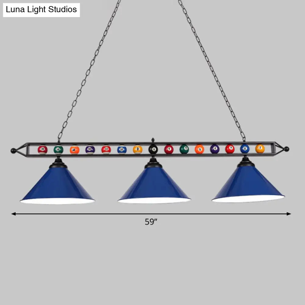 DecorBites™ Iron Linear Island Ceiling Light with Cone Shade - Industrial Country Club Style