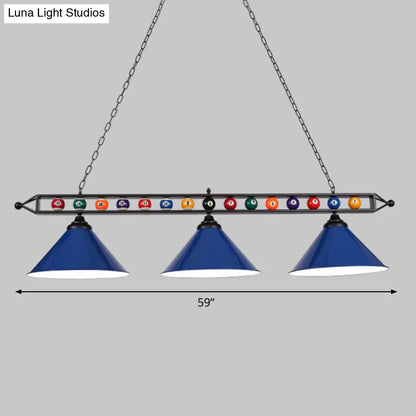 DecorBites™ Iron Linear Island Ceiling Light with Cone Shade - Industrial Country Club Style