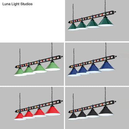 DecorBites™ Iron Linear Island Ceiling Light with Cone Shade - Industrial Country Club Style