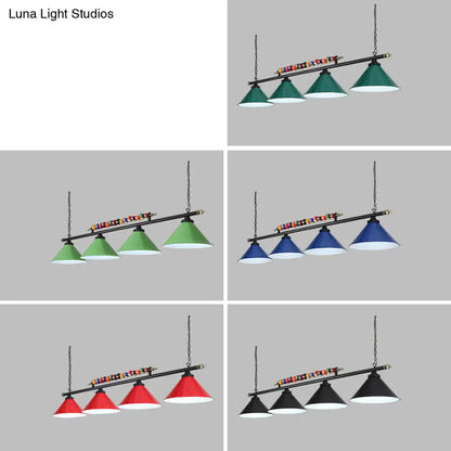 DecorBites™ Iron Linear Island Ceiling Light with Cone Shade - Industrial Country Club Style