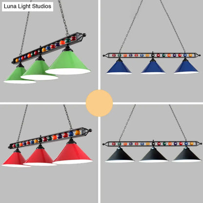 DecorBites™ Iron Linear Island Ceiling Light with Cone Shade - Industrial Country Club Style