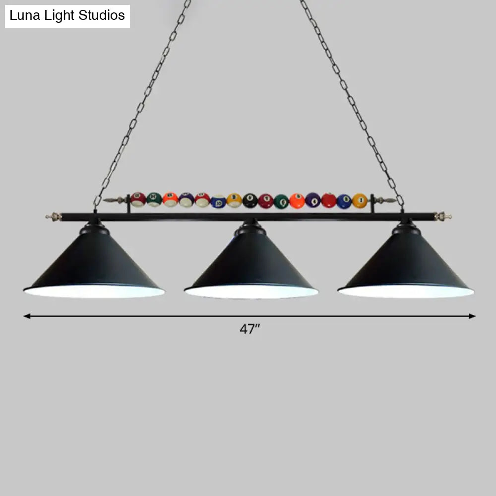 DecorBites™ Iron Linear Island Ceiling Light with Cone Shade - Industrial Country Club Style