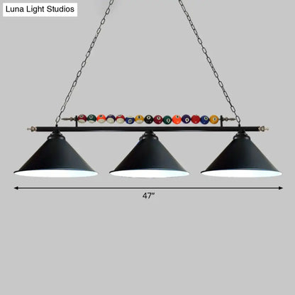 DecorBites™ Iron Linear Island Ceiling Light with Cone Shade - Industrial Country Club Style