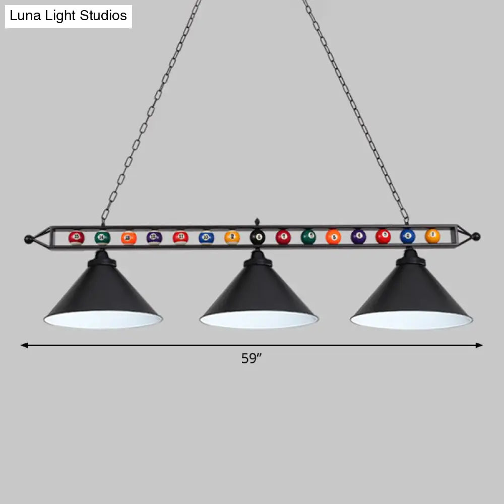 DecorBites™ Iron Linear Island Ceiling Light with Cone Shade - Industrial Country Club Style