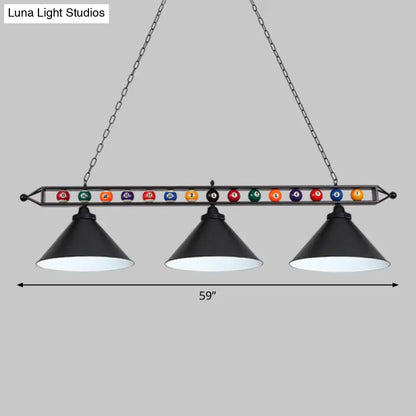 DecorBites™ Iron Linear Island Ceiling Light with Cone Shade - Industrial Country Club Style