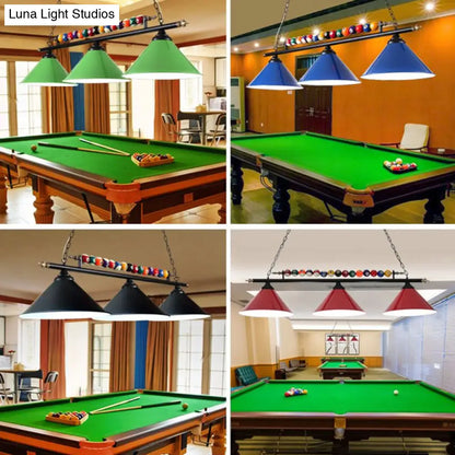 DecorBites™ Iron Linear Island Ceiling Light with Cone Shade - Industrial Country Club Style