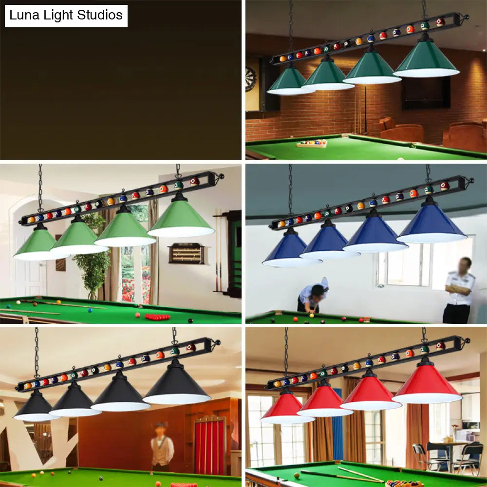 DecorBites™ Iron Linear Island Ceiling Light with Cone Shade - Industrial Country Club Style