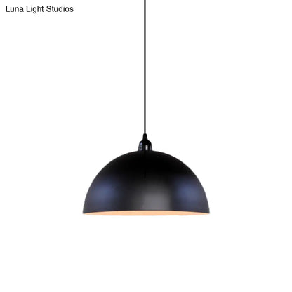 Iron Pendant Lighting: Industrial Dome Shade, Black Finish