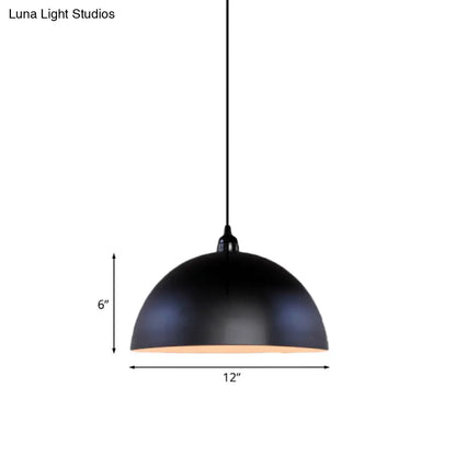 Iron Pendant Lighting: Industrial Dome Shade, Black Finish