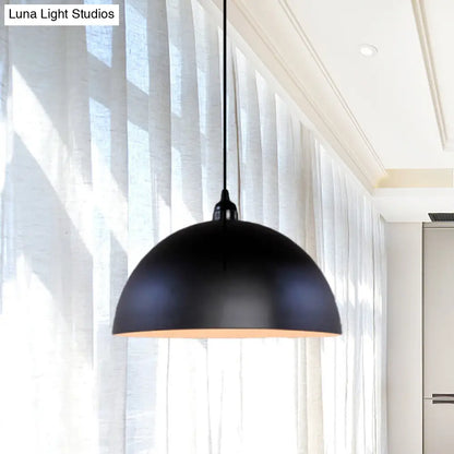 Iron Pendant Lighting: Industrial Dome Shade, Black Finish