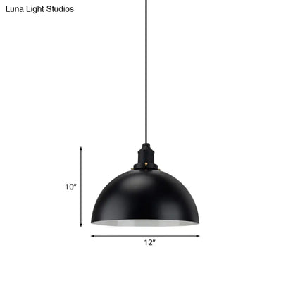 Iron Pendant Lighting: Industrial Dome Shade, Black Finish