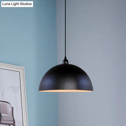 Iron Pendant Lighting: Industrial Dome Shade, Black Finish