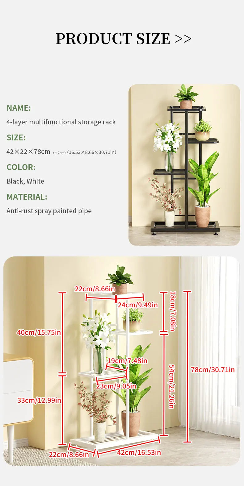 Iron Plant Stand for Multiple Pots