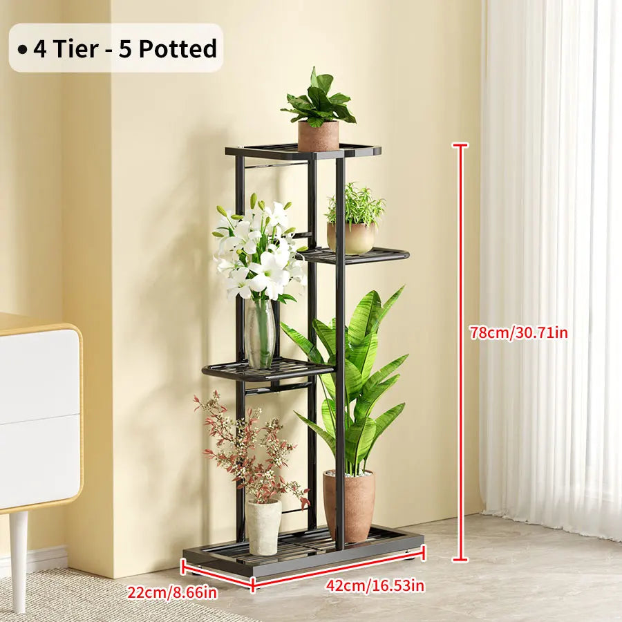 Iron Plant Stand for Multiple Pots - 4layers-black