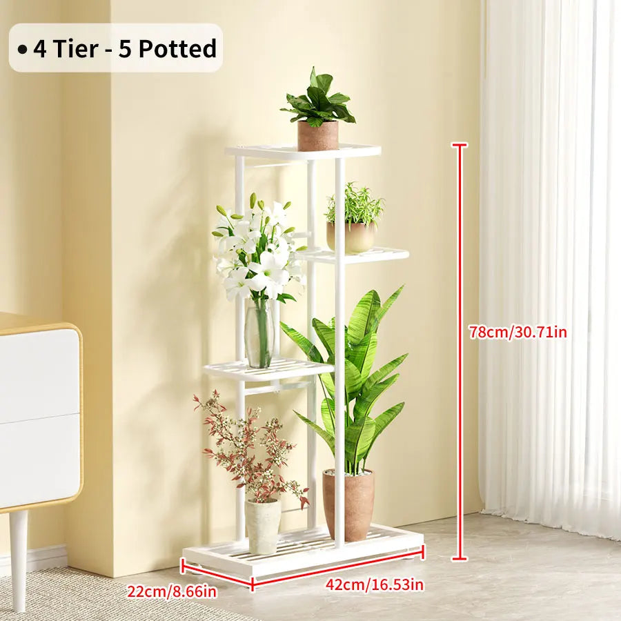 Iron Plant Stand for Multiple Pots - 4layers-white