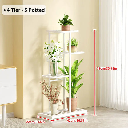 Iron Plant Stand for Multiple Pots - 4layers-white