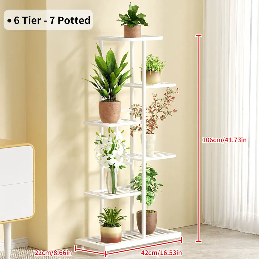 Iron Plant Stand for Multiple Pots - 6layers-white