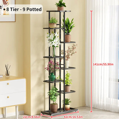 Iron Plant Stand for Multiple Pots - 8layers-black