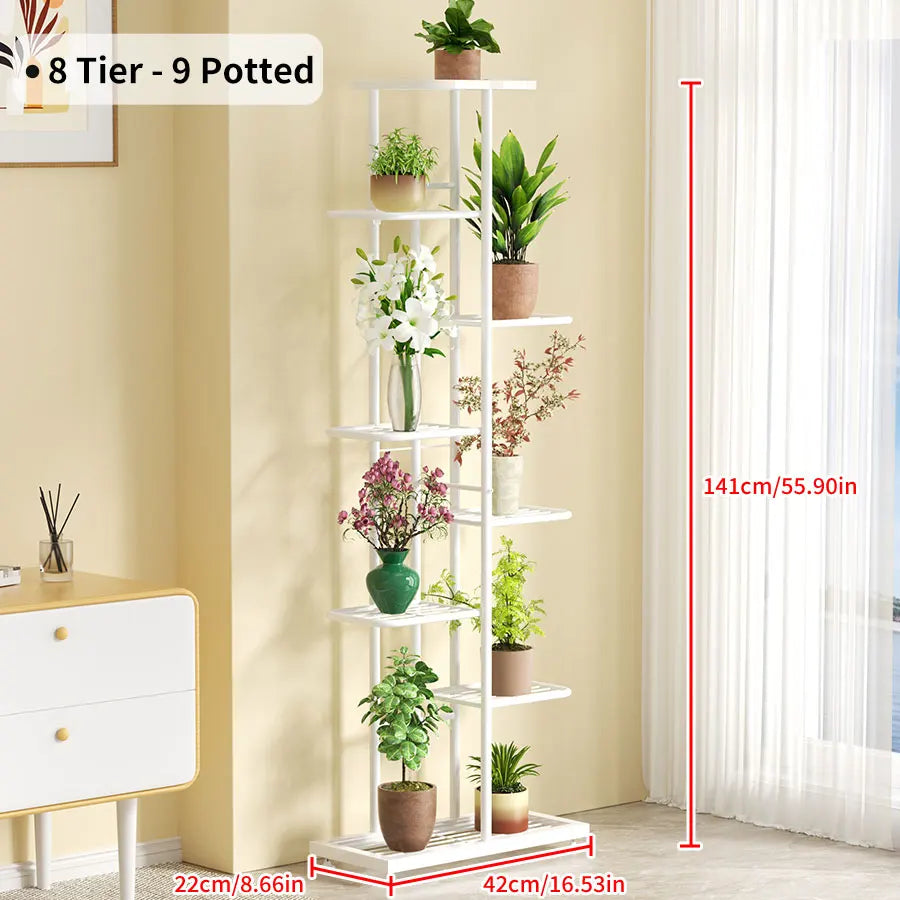 Iron Plant Stand for Multiple Pots - 8layers-white