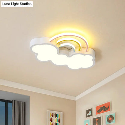 DecorBites™ DecorBites™ Iron Rainbow & Cloud LED Flushmount Ceiling Light for Nursery - White/Blue - 19"/23
