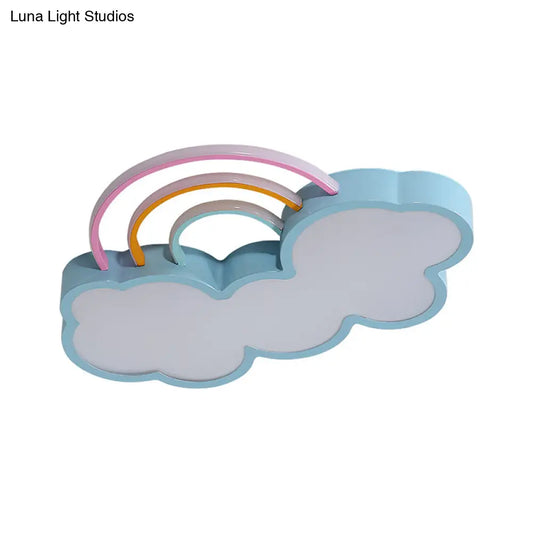 DecorBites™ DecorBites™ Iron Rainbow & Cloud LED Flushmount Ceiling Light for Nursery - White/Blue - 19"/23