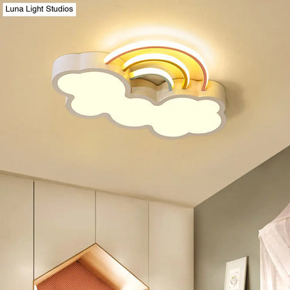 DecorBites™ DecorBites™ Iron Rainbow & Cloud LED Flushmount Ceiling Light for Nursery - White/Blue - 19"/23