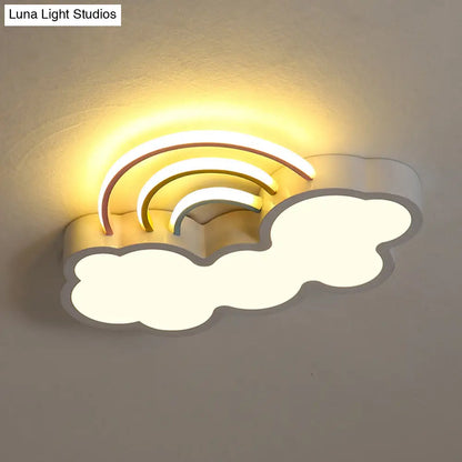 DecorBites™ DecorBites™ Iron Rainbow & Cloud LED Flushmount Ceiling Light for Nursery - White/Blue - 19"/23