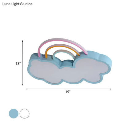 DecorBites™ DecorBites™ Iron Rainbow & Cloud LED Flushmount Ceiling Light for Nursery - White/Blue - 19"/23