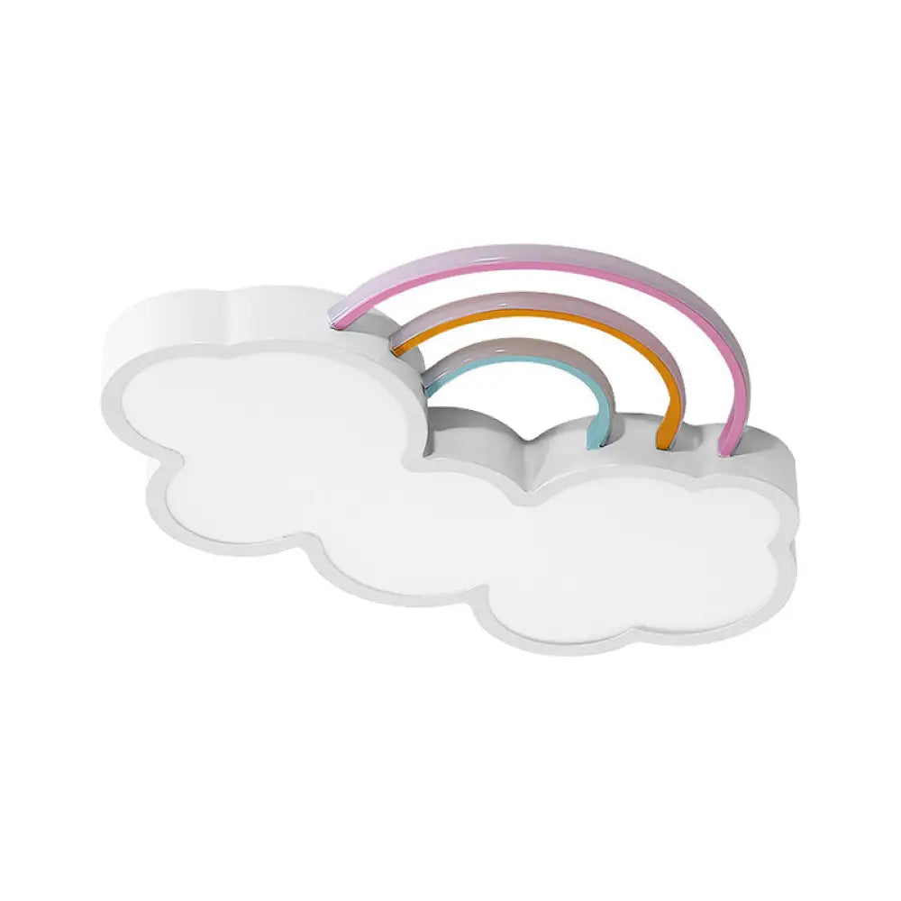 DecorBites™ DecorBites™ Iron Rainbow & Cloud LED Flushmount Ceiling Light for Nursery - White/Blue - 19"/23