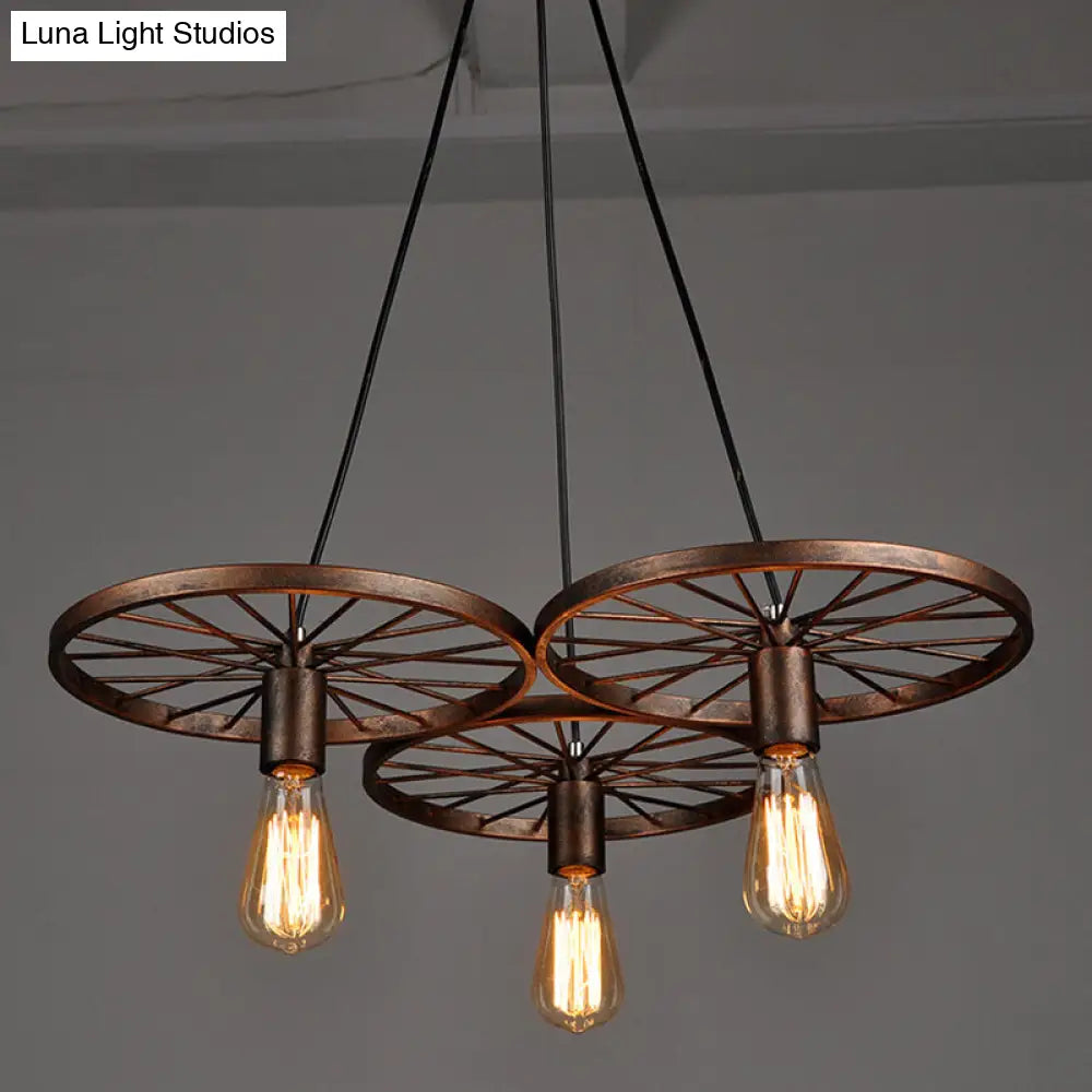 Iron Rustic Chandelier with 3/6 Hanging Lamps for Dining Room Suspension