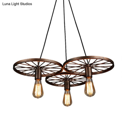 Iron Rustic Chandelier with 3/6 Hanging Lamps for Dining Room Suspension