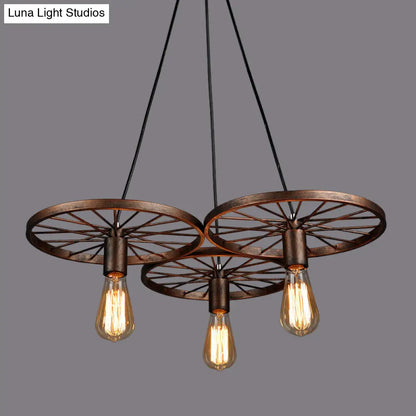 Iron Rustic Chandelier with 3/6 Hanging Lamps for Dining Room Suspension