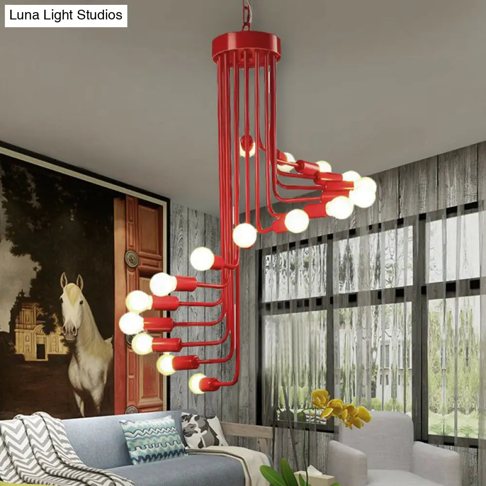 Iron Spiral Desk Pendant Light - Loft Style Ceiling Chandelier Fixture
