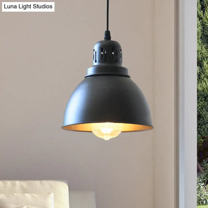 Iron Suspension Pendant Lamp with Antiqued Black Finish for Stairways, 1-Bulb, 3 Sizes Available