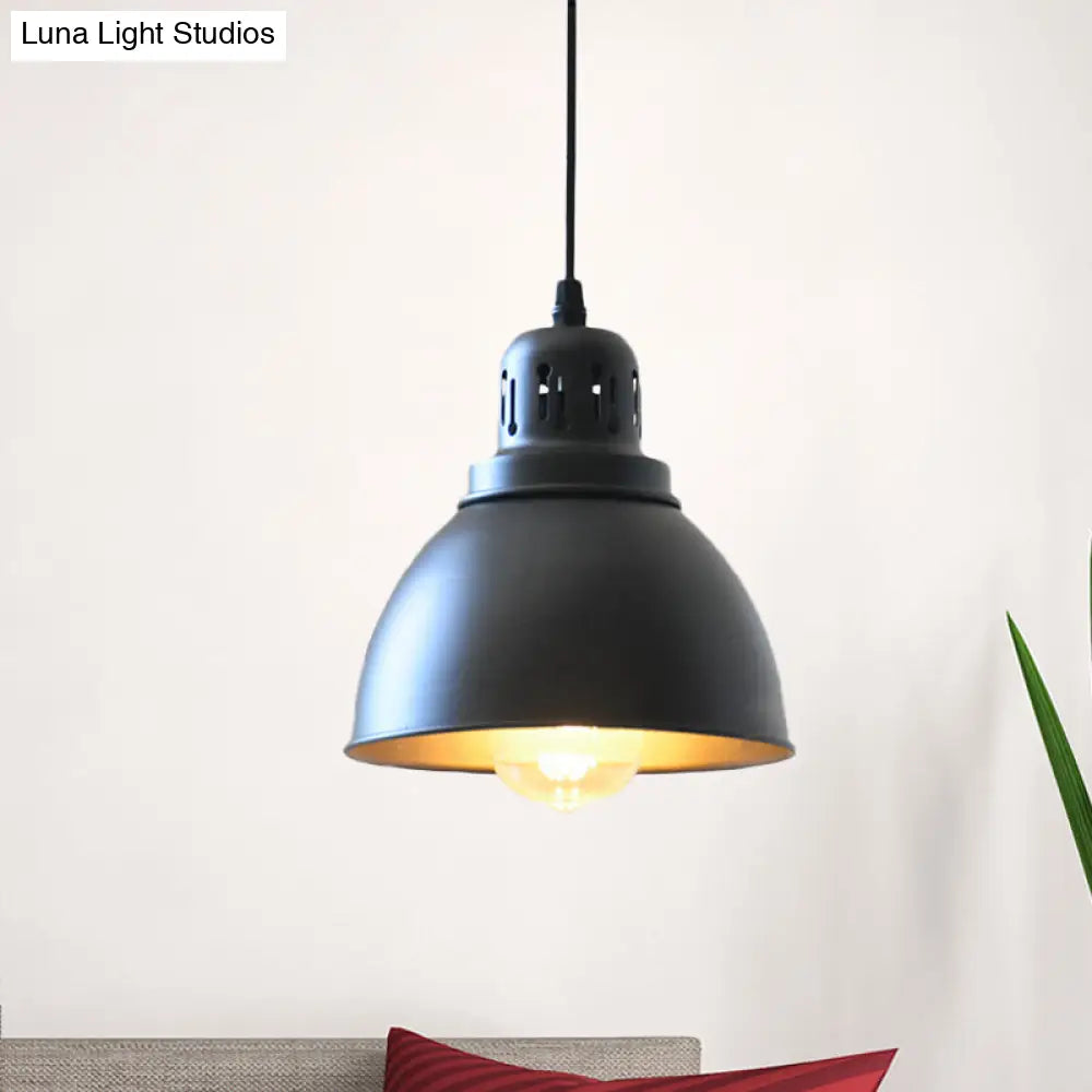 Iron Suspension Pendant Lamp with Antiqued Black Finish for Stairways, 1-Bulb, 3 Sizes Available