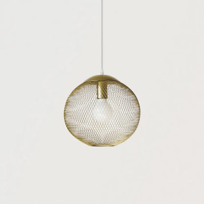 Iron Wire Spherical Pendant Light - Loft Style Ceiling Lamp in Gold for Clothing Stores - 1 Bulb Suspension.