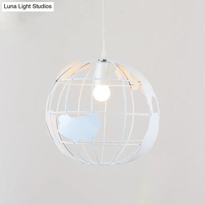 Iron Wireframe Globe Pendant Light - Industrial Ceiling Lamp with 1 Bulb for Restaurants