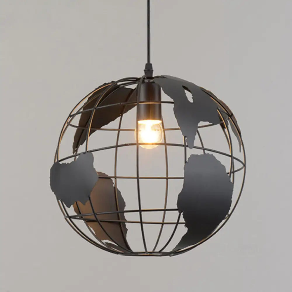 Iron Wireframe Globe Pendant Light - Industrial Ceiling Lamp with 1 Bulb for Restaurants