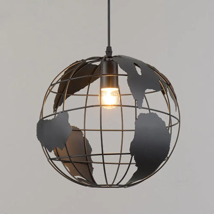 Iron Wireframe Globe Pendant Light - Industrial Ceiling Lamp with 1 Bulb for Restaurants