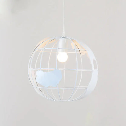 Iron Wireframe Globe Pendant Light - Industrial Ceiling Lamp with 1 Bulb for Restaurants