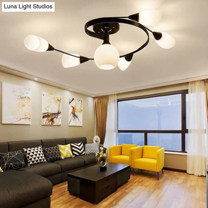 DecorBites™ DecorBites™ Ironwork Frosted Glass Ceiling Light - Modern Semi Flush Mount with White Shade for Living Rooms & Restaurants