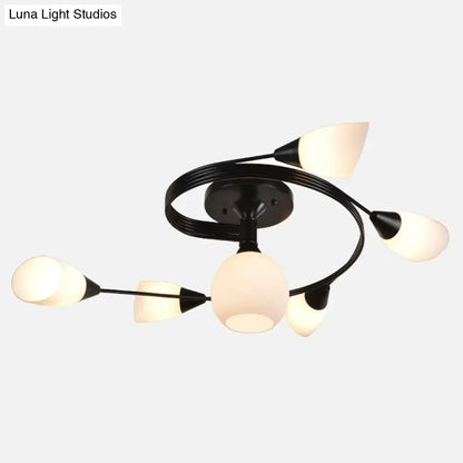 DecorBites™ DecorBites™ Ironwork Frosted Glass Ceiling Light - Modern Semi Flush Mount with White Shade for Living Rooms & Restaurants