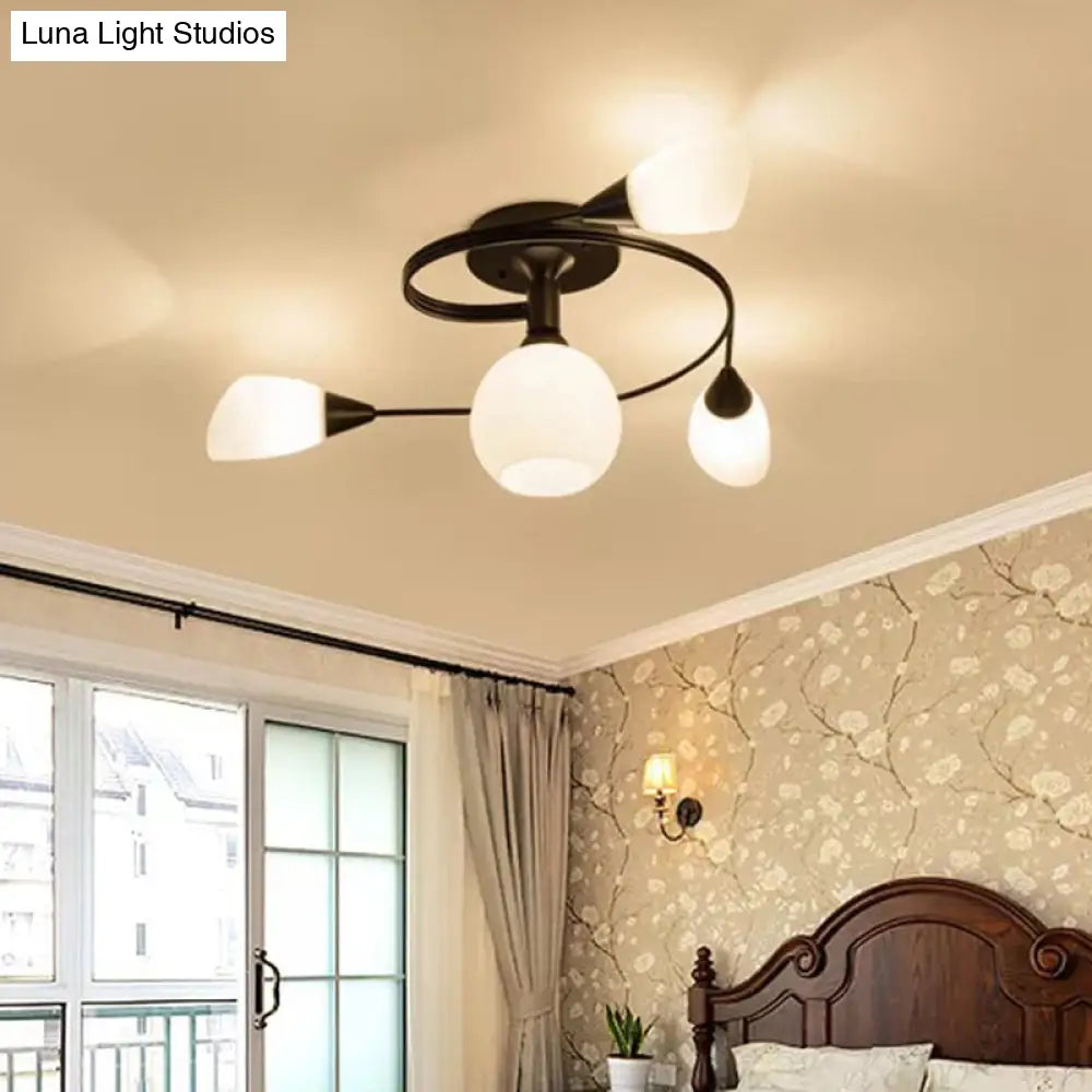 DecorBites™ DecorBites™ Ironwork Frosted Glass Ceiling Light - Modern Semi Flush Mount with White Shade for Living Rooms & Restaurants
