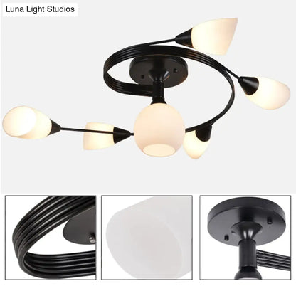 DecorBites™ DecorBites™ Ironwork Frosted Glass Ceiling Light - Modern Semi Flush Mount with White Shade for Living Rooms & Restaurants