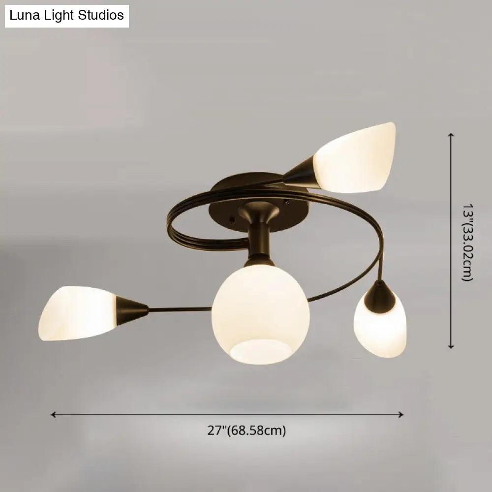 DecorBites™ DecorBites™ Ironwork Frosted Glass Ceiling Light - Modern Semi Flush Mount with White Shade for Living Rooms & Restaurants