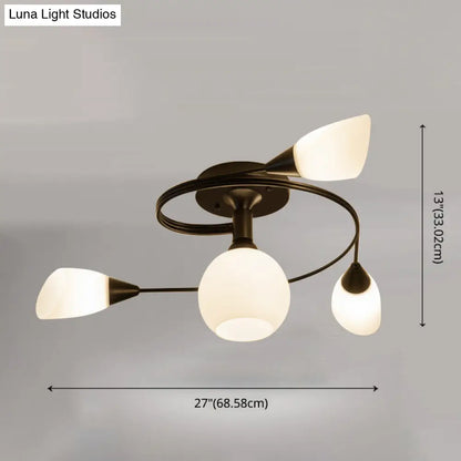 DecorBites™ DecorBites™ Ironwork Frosted Glass Ceiling Light - Modern Semi Flush Mount with White Shade for Living Rooms & Restaurants