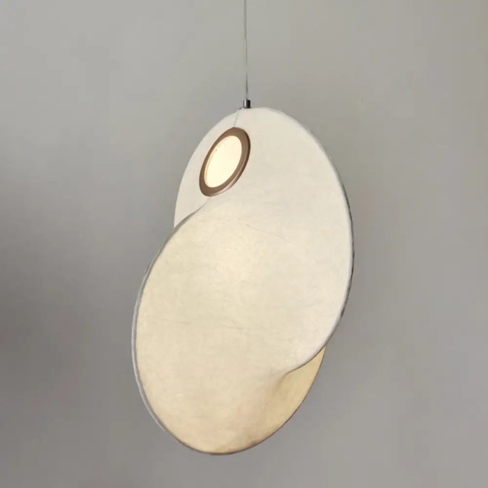 Irregular Faux Silk Ceiling Pendant Light for Restaurants - Designer White 1-Light Pendulum