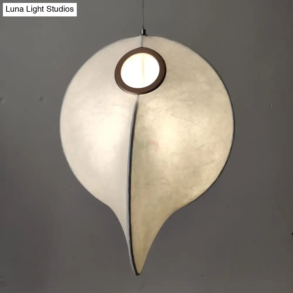 Irregular Faux Silk Ceiling Pendant Light for Restaurants - Designer White 1-Light Pendulum